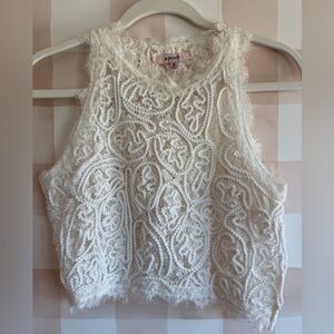 White Lace Detailed Cropped Tank Top
